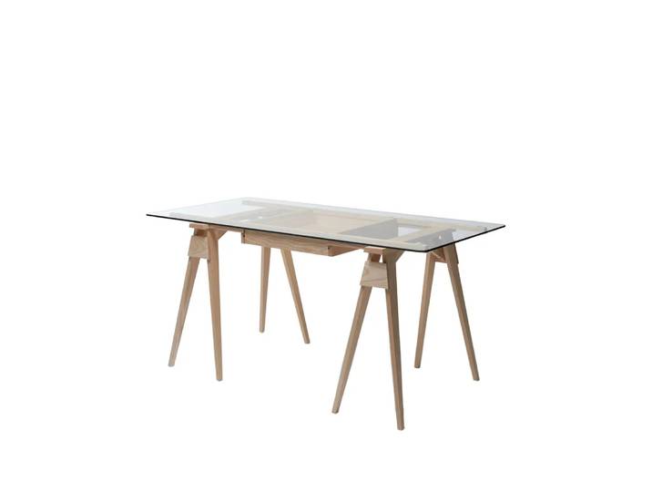 Design House Stockholm Arco Schreibtisch Eiche klarlack, inkl. Schubladen, Glasscheibe