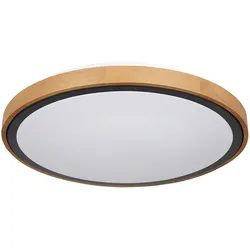 Deckenlampe Deckenleuchte CCT Schlafzimmer Landhausstil Holzleuchte, Holzoptik braun Metall schwarz opal, 1x LED 24W 1000Lm 3000K, 4500K, 6000K, DxH 43,7x11cm