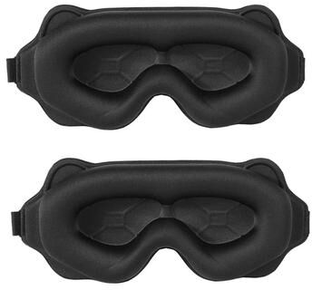 Inspired Living 3D Contoured Sleep Mask For Total Blackout Comfort 2pcs Black