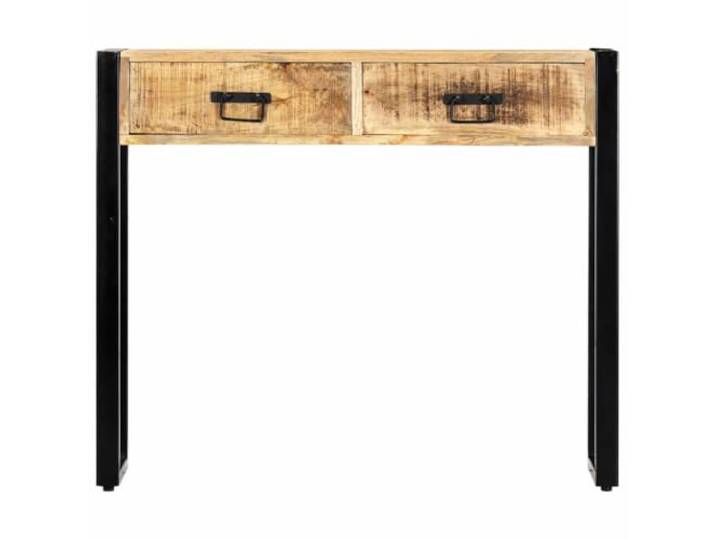 GPUTYGHN Konsolentisch 90 x 30 x 75 cm Massivholz Mangoholz 2 Schubladen, Flur, Wohnzimmer, rustikaler Industrie-Stil, Handwerkskunst, Holzmaserung, Unikat