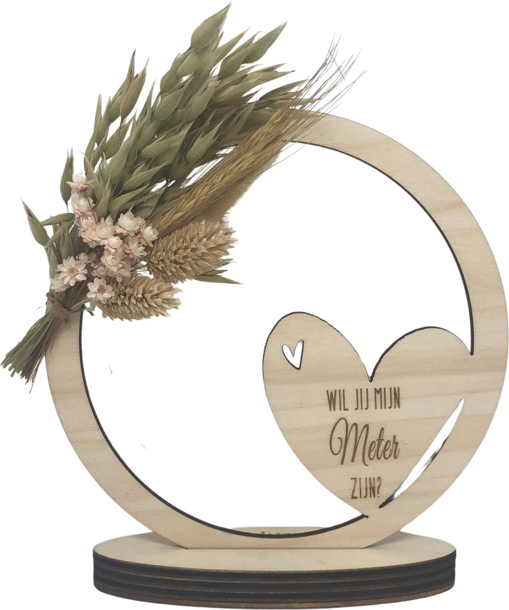 Hoepel met droogbloemen Wil jij mijn meter zijn? - Naturel