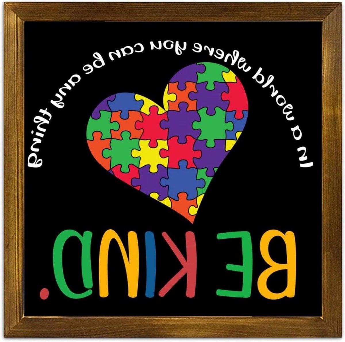 Antiek houten wandbord decoratieplaat 7x7 inch