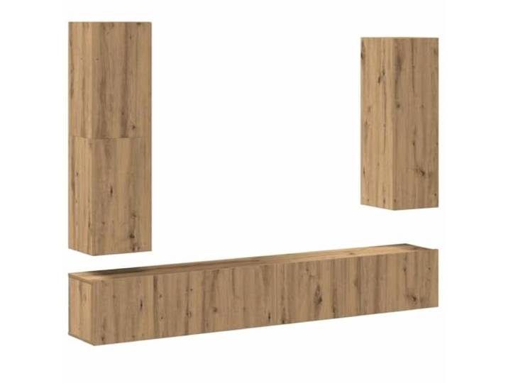 GHVBNMF 4-TLG. TV-Schrank-Set Hängeschrank Artisan-Eiche Holzwerkstoff Wandhängendes Lowboard Ensembles fürs Wohnzimmer mit viel Platz für Receiver, Bücher und Deko auf robuster Oberfläche.