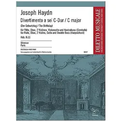Divertimento a 6 C-Dur Hob.II:11 für flöte, Oboe, 2 Violinen, Violoncello und Kontrabass, Stimmenset, Fachbücher von Franz Joseph Haydn