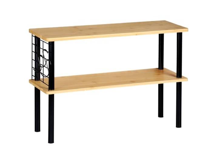 Kesper Étagère de Cuisine\, Matériel: Bambou\, Métal\, Dimension: 55x20x38cm\, 2 étagères\, Grille métallique avec 3 Crochets\, Couleur: Noir-Naturel 58809