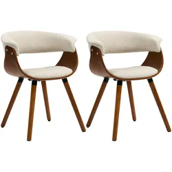 ESSZIMMERSTUHL 2er Set Polyester Holz Beige