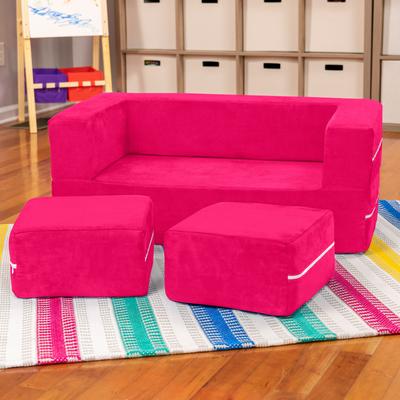 Jaxx Bean Bags Jaxx Zipline Modular Kids Loveseat with Ottomans