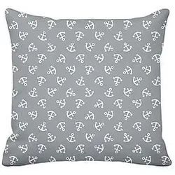 Krasilnikoff Kissenbezug Anchor all over, 50x50cm, grau