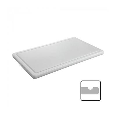 CATERCHEF Schneidebrett weißes Polyethylen mit Rinne ( Käse & Brot ) 50x30x2(h)cm