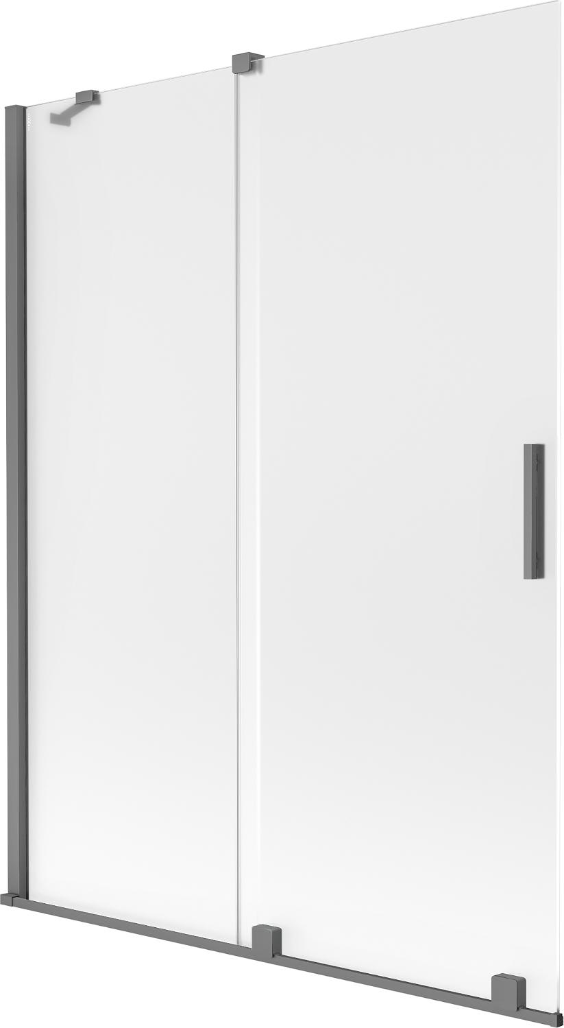 Mexen Velar Duschwand 2-flügelig, verschiebbar 130 x 150 cm, Frost, Gun Metal - 896-130-000-31-95