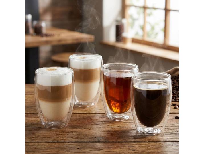 4er-Set Doppelwandiges Kaffee-Glas, 350 ml