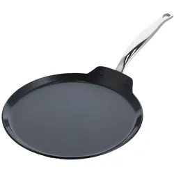 Greenpan Barcelona Pro Pannenkoekenpan met keramische antikleeflaag met deksel 28 cm, Pfanne + Kochtopf, Schwarz, Silber