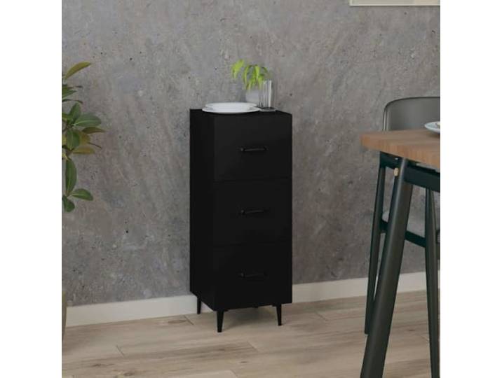 RJPLMFV Anrichte, Schwarz, 34,5 x 34 x 90 cm, aus Holz Schmaler Aufbewahrungsschrank, Bücherschubladen, Oberseite für Dekoration, Wandbefestigung inklusive