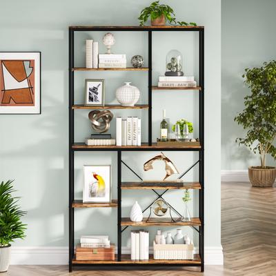 1Easylife Industrial 8-Tier Large Bookshelf, Wood Etagere Bookcase, Book Shelving Units Storage Shelf, 79 Inches