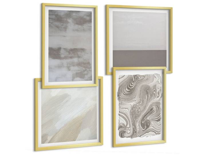 BILDER SET 4er Set - 50x50 cm & 40x60 cm Goldrahmen - Industriedesignstrukturen