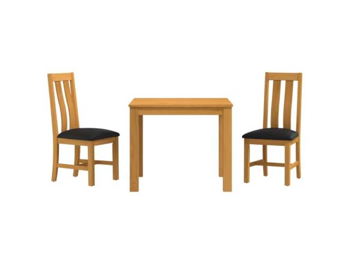 PUGYNBK Esszimmer-Set, 3-teilig, Schwarz, Eichenholz, massiv Schaumstoffkissen, quadratische Beine, moderner Stil, einfache Montage, einfache Pflege
