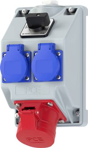 PC Electric 160815521 Steckdosen-Verteiler Grau, Blau, Rot