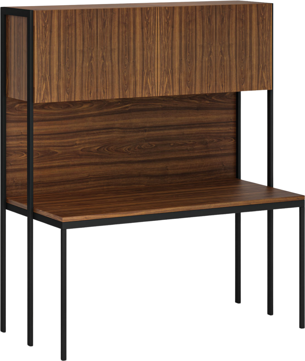 B2B Partner Schreibtisch mit Stauraum HOME OFFICE, schwarz/Nussbaum