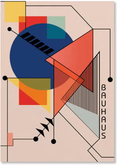 Inspire Picks Abstract Bauhaus Orange Wall Art Modern Geometric Sunrise Bicycle Poster 2 50x70cm No Frame