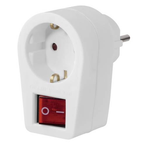 Hama 00223213 Steckdosenadapter, Schutzkontakt-Steckdose, 2-poliger Schalter, Weiß