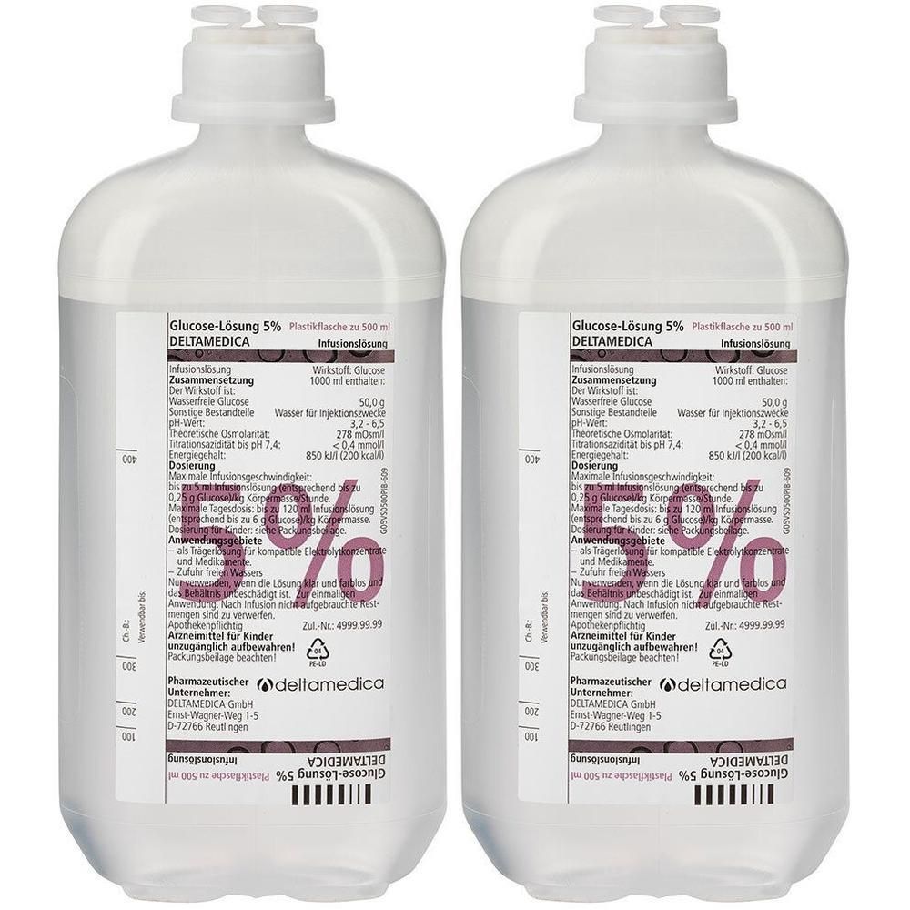 Glucose 5% Deltamedica Infusionslösung Plastikfl. 2x 2x10x500 ml