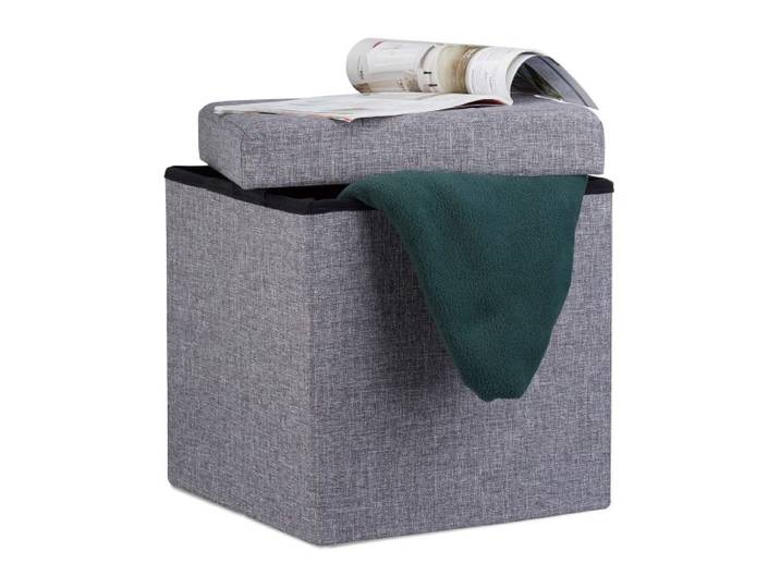 Relaxdays Faltbarer Sitzhocker mit Stauraum Leinen