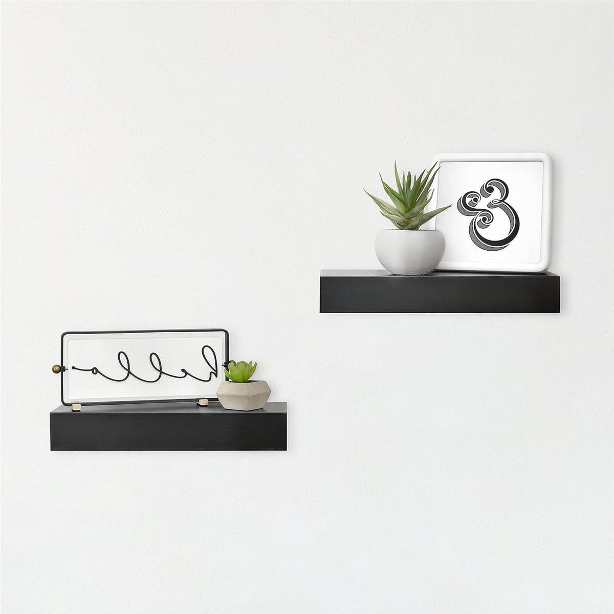 Zwevende Planken Wandrek Set van Stevig MDF in Zwart - 30 cm