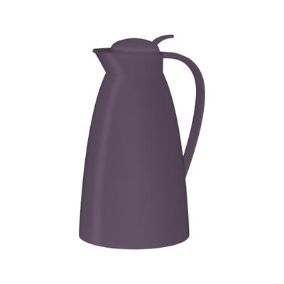 Isolierkanne ALFI "ECO, mit Hartglaseinsatz", lila (schwarz lila), B:14,7cm H:25cm Ø:16,7cm, Glas, Kunststoff, Silikon, Kannen, Isolierkanne, 12h heiß & 24h kalt, Drehverschluss mit bequemem Druckknopf