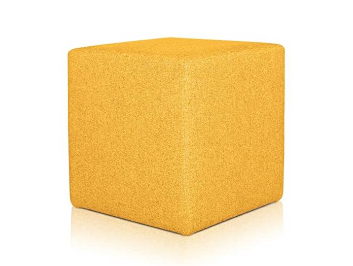 Deshome Pouf hocker Fußstütze 43x43x44 cm Wasserabweisender Stoff: Modernes Design Pouf für Sofa Wohnzimmer Schlafzimmer, Puff hocker, Pouffe Minerva Sonnige gelbe
