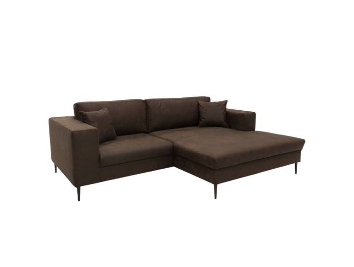 Ecksofa Samar Braun Microfaser Medea 244 x 83 x 173cm Longchair davorstehend rechts Landhaus