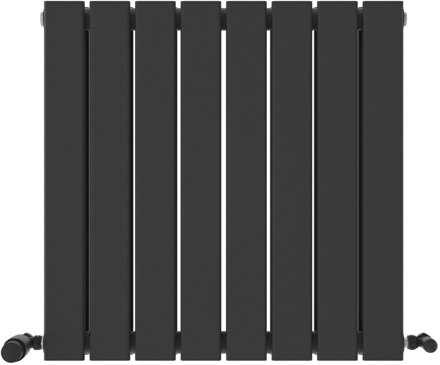 iBathUK Belgravia Horizontal Double Slim Flat Panel Radiator Angled Valve Grey 600cm H x 608cm W x 69cm D