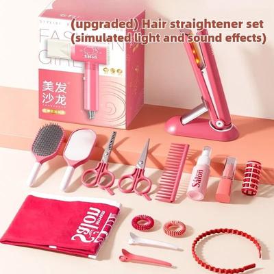 Uplift Essentials Girls Beauty Salon And Makeup Simulation Set Ultimate Fashion Styling Playset upgraded Flat Iron