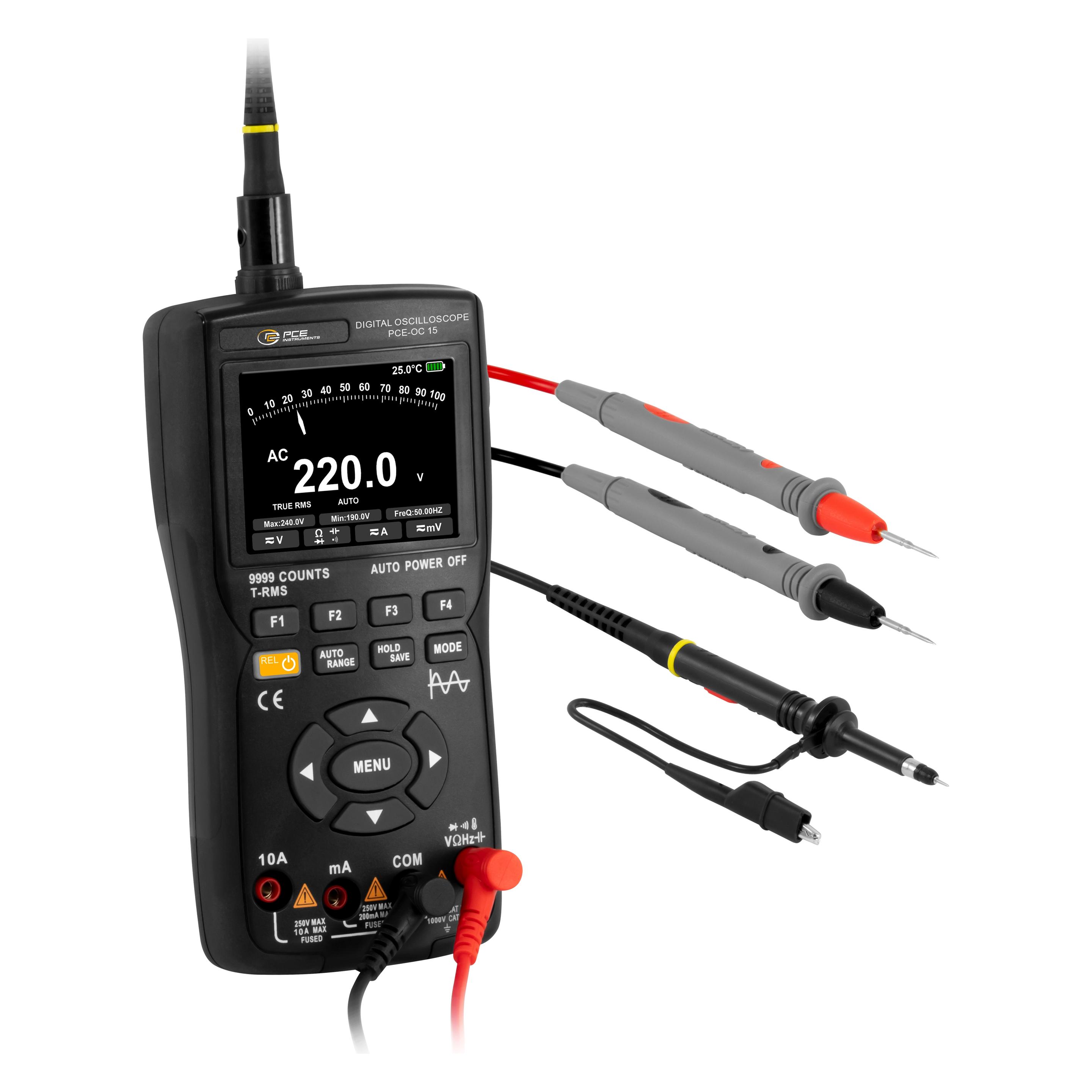 PCE Instruments PCE-OC 15 Hand-Multimeter digital Datenlogger, inkl. Prüfkabel (CAT II 1000V, CAT III 600V, Hand-Multimeter) (PCE-OC 15)