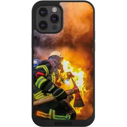 Nivocase Handyhülle für Apple iPhone 12 Pro Hülle NIVOpure Case Schwarz Feuer Feuerwehr Lebensretter (Apple iPhone 12 Pro), Smartphone Hülle, Schwarz