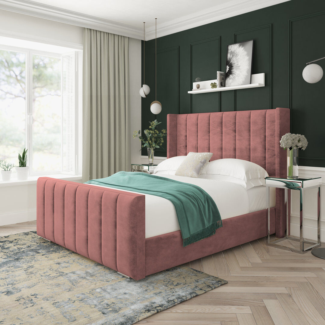 Lark Manor Willow Conistan Upholstered Bed Frame Pink Single (3')