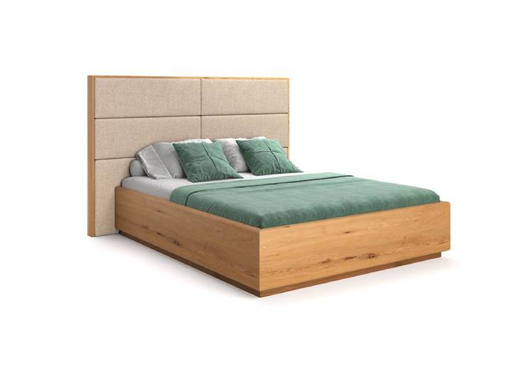 Designer Holzbett Valent aus massiver Eiche mit Stauraum - Beige - 200x220 - Mattlack - Luxusbetten24