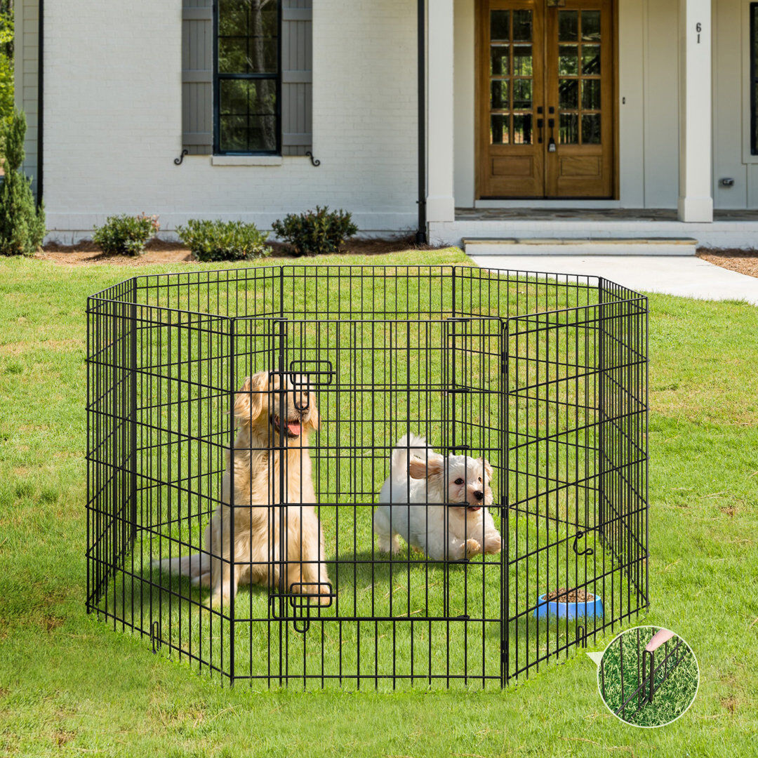Yaheetech Foldable Pet Pen Black 61cm x 92cm