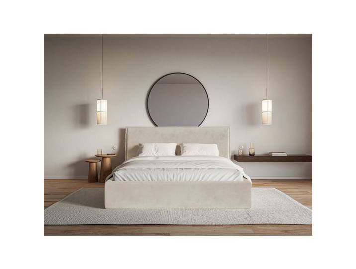 Lit tapissé - SOFTIE - 160×200 - velours - beige