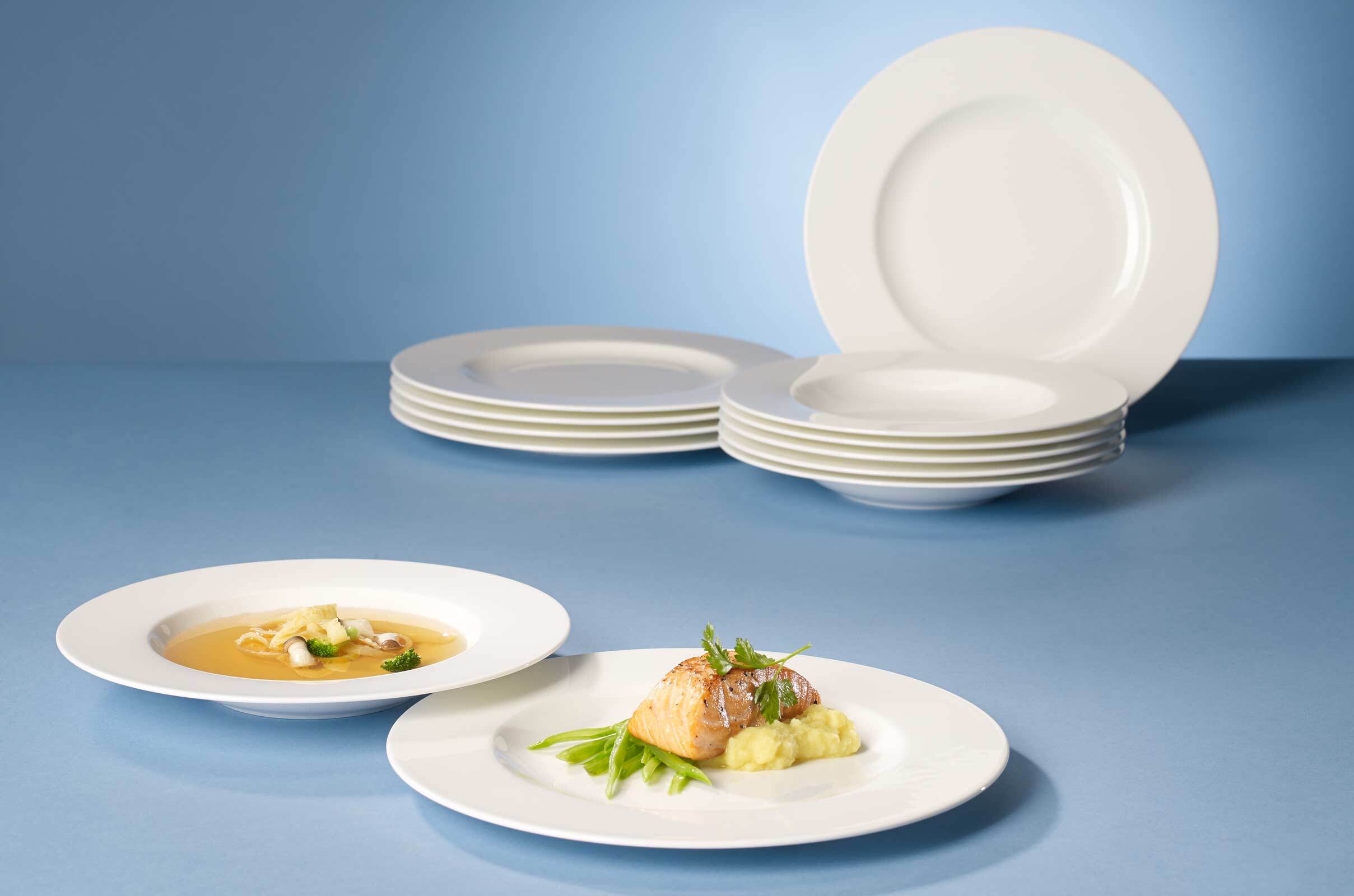 Geschirr-Set VILLEROY & BOCH "Tafel-Set Royal 12er Set weiß", weiß, Porzellan, Geschirr-Sets, Geschirr-Set