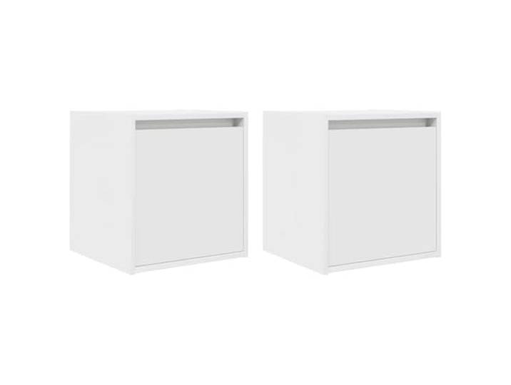 KUPTYERFG Wand-Nachttisch 2er Set Weiß Hängender Nachttisch 38x34x40 cm Platzsparende Schweberegal-Nachtkonsolen für das Schlafzimmer mit flexiblem Türeinbau und reichlich Stauraum.