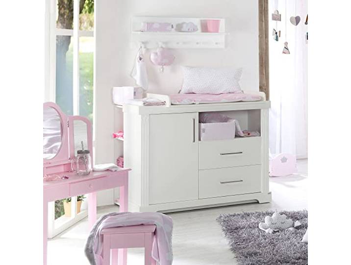 roba Wickelkommode mit Wickelansatz 'Maxi', hochwertiger Wickeltisch im Landhausstil weiß, 2.0 Anzahl