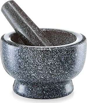 Zeller, Küchenmörser GRANIT mit Stößel, schwarz, 13×8 cm