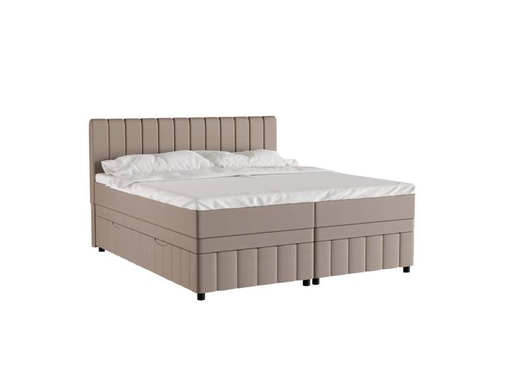 Homesy Boxbett Avalon 180 x 200 cm mit Bettkasten und Topper - Beige, Holz, Mode, Schlafzimmer, Betten, Boxspringbetten