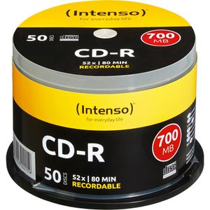 Intenso CD-Rohlinge 1001125, CD-R, 700 MB, 80 Minuten, bis zu 52-fach, Spindel, 50 Stück