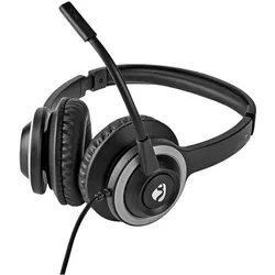 Nedis PC Headset On-Ear, Stereo - Black (Kabelgebunden, USB-A, Google Meet, Microsoft Teams, Zoom), Office Headset, Schwarz