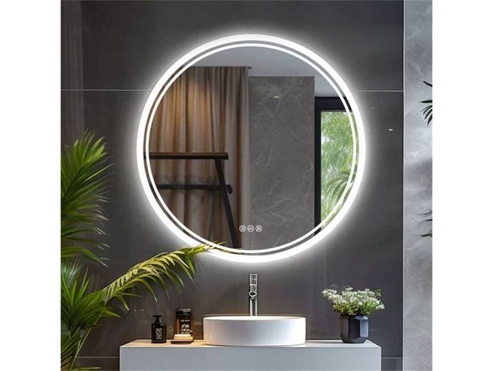 Miroir Salle Bain LED Rond - Miroir Salle de Bain 80 cm Lumineux RGB avec Eclairage Integre Anti buee Miroir Mural