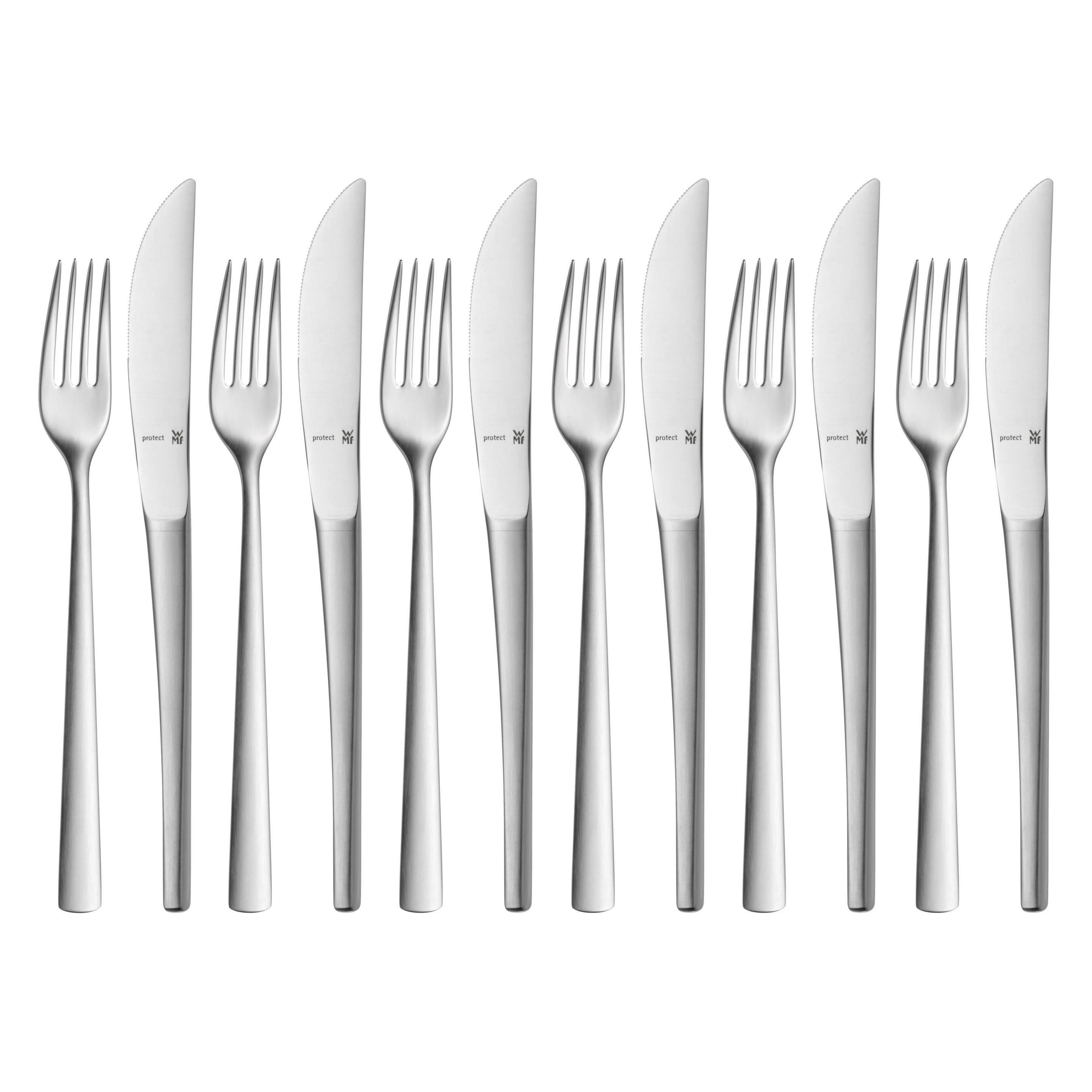 WMF Dessertbesteck 12teilig 6 Personen Corvo Edelstahl mattiert kratzbeständig (12 Stk., Besteck Set) (11.5856.6330)
