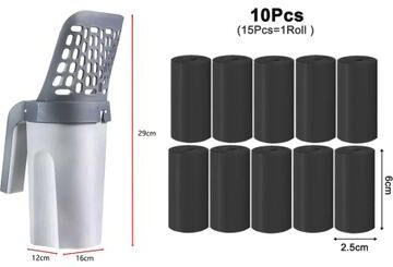 Uplift Treasures Self Cleaning Cat Litter Scoop With Refill Bags with 10rolls Of Garbage