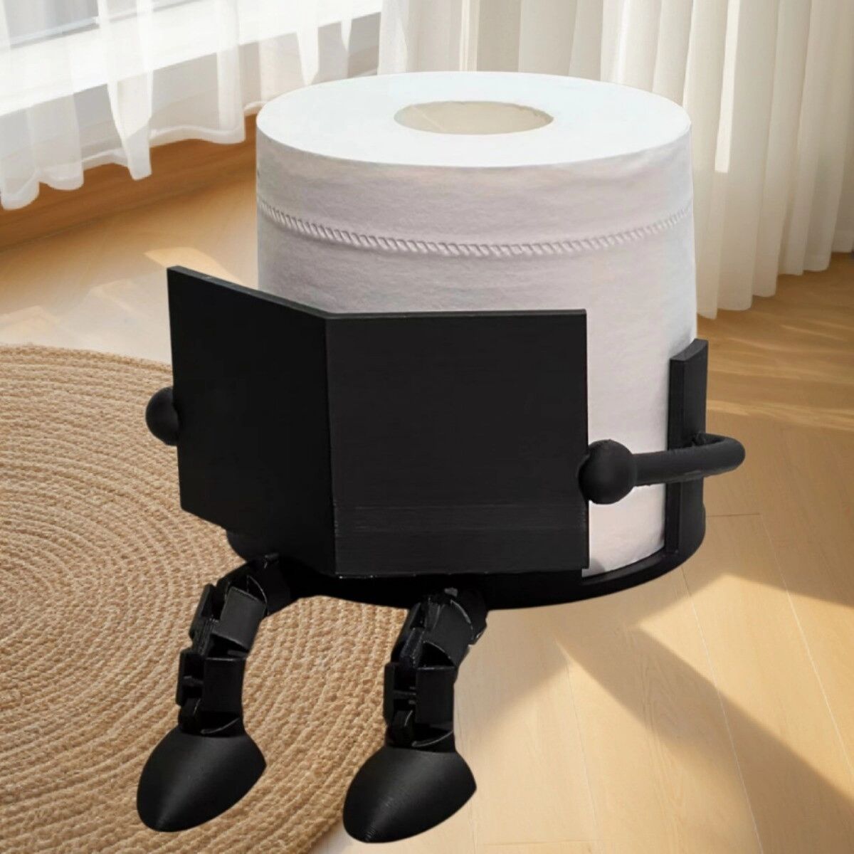 INF Minimalistischer Tisch- und Badezimmer-Toilettenpapierhalter – stabiler freistehender PP-Papierhalter, schwarz