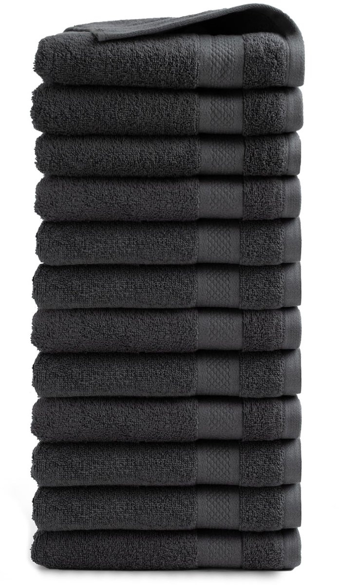 Dailygoods 12-delige handdoekenset van 100% katoen met 500 g/m²